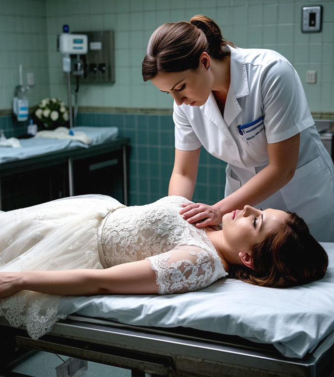 A murit îmbrăcată în rochie albă. Dar infirmiera de la morgă a observat ceva ciudat: obrajii ei erau înflăcărați, ca și cum ar fi fost încă în viață