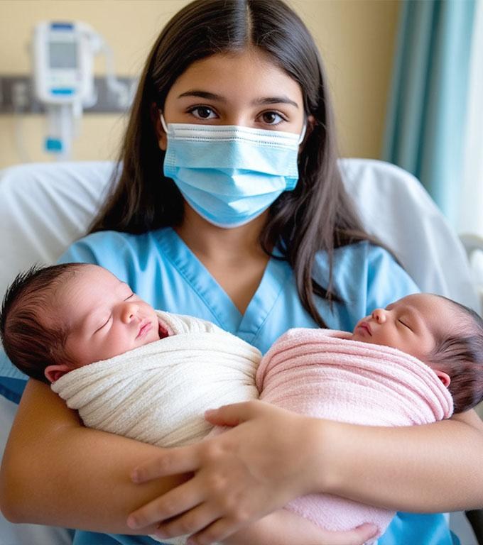 Are doar șaptesprezece ani, iar în palme ține deja două nou-născute. Ce s-a întâmplat în sala de chirurgie?