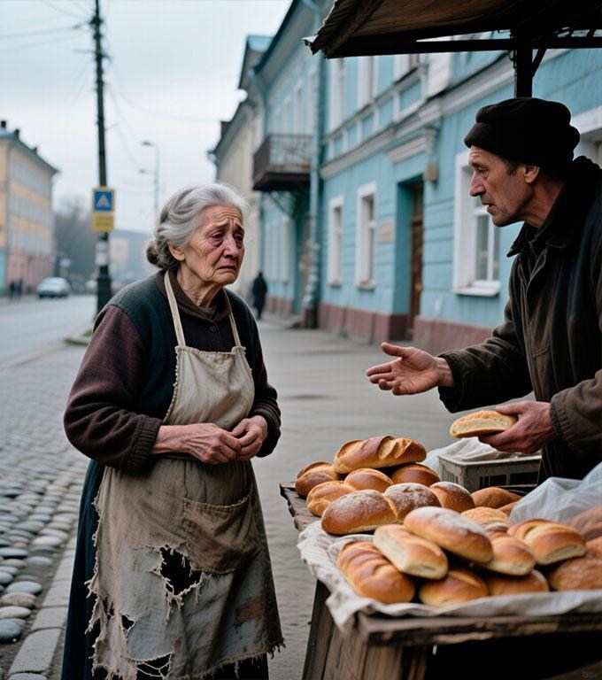 — Te rog, fiică dragă, ai milă de mine… — a șoptit bătrâna către vânzătoare. — De trei zile n-am mâncat pâine și nu mai am niciun ban.