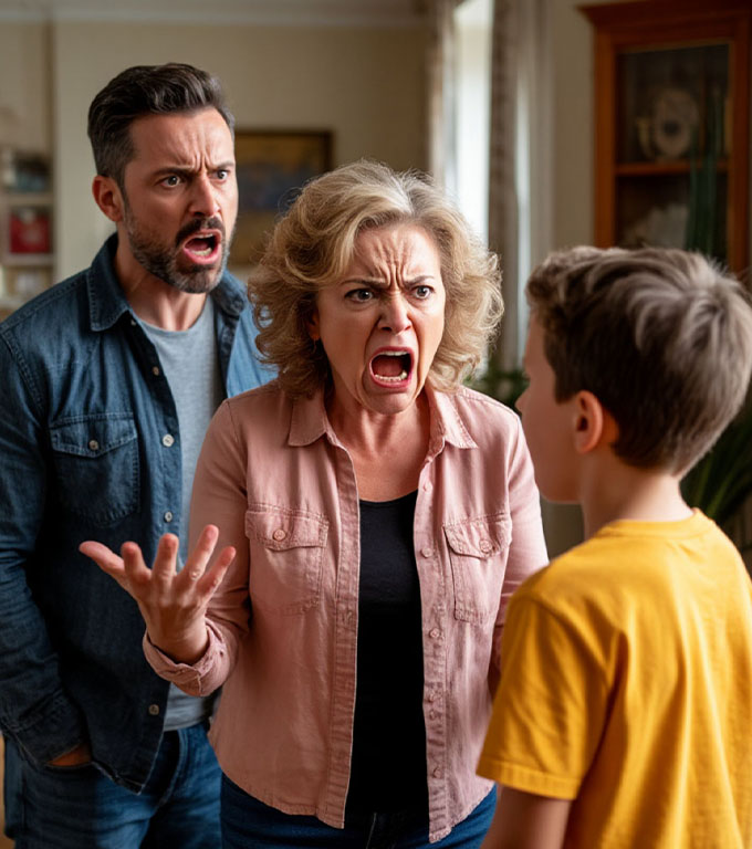 – Tu și cățelul tău sunteți o pată murdară în familia noastră! – șuiera bătrâna.