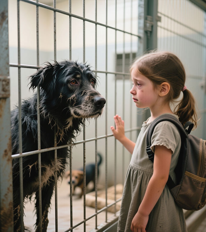 Dar e deja bătrân și slăbit! Fetița l-a ales dintre toți cei din adăpost – fără să știe ce avea să urmeze.