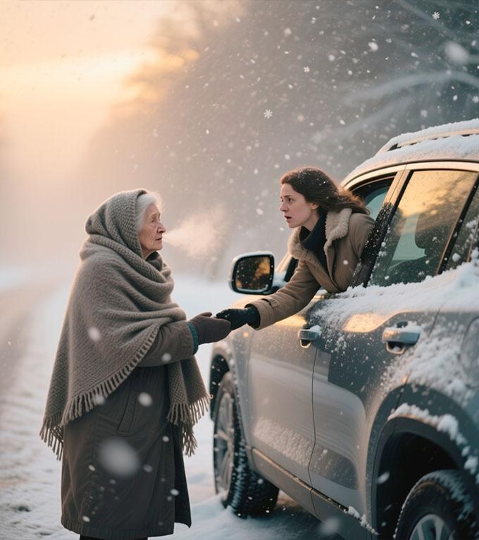 Ridicând în viscol bătrâna tremurândă, soția milionarului nici nu bănui ce o aștepta acasă…