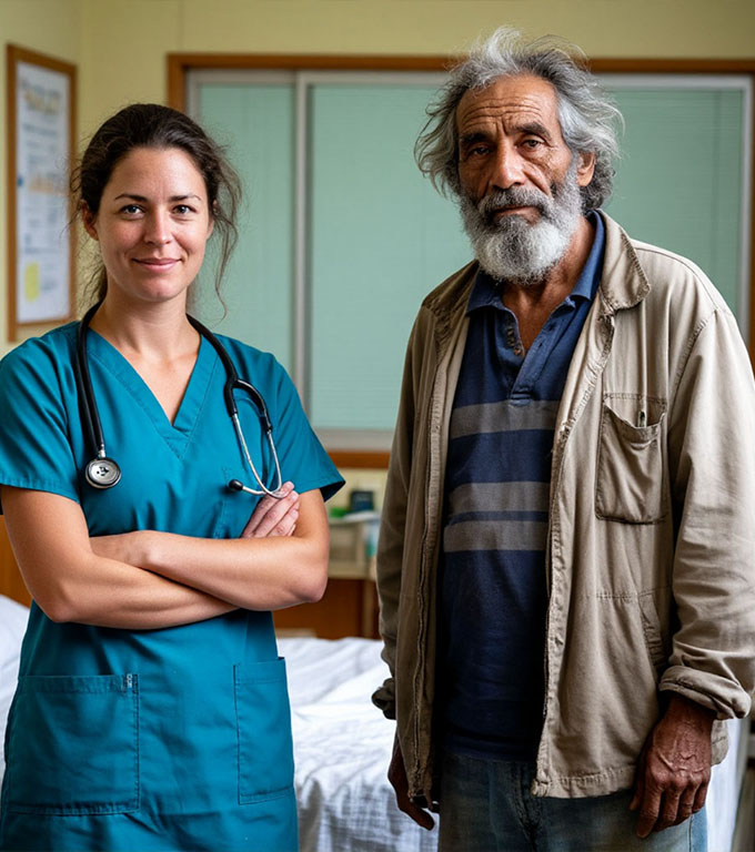 Soția-doctoriță a ajutat un om al străzii rănit pe trotuar, iar soțul ei, dezgustat de tot ce îl înconjura, a alungat-o. Un an mai târziu, el însuși a ajuns pe masa ei de operație.