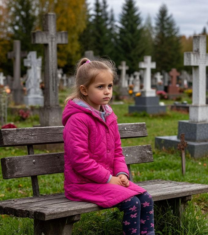 Vizitând mormântul fiicei sale, mama a zărit pe bancă o fetiță necunoscută, care șoptea ceva portretului de pe monument.