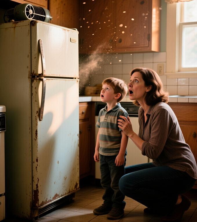 Aruncând-o pe soție afară, soțul râdea că ea a moștenit doar o veche rablă de frigider.