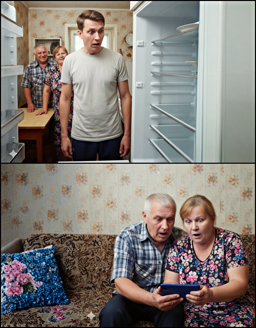 Am venit la părinți cu copiii, dar am descoperit că frigiderul era gol. Ei mi-au spus că le lipsesc banii