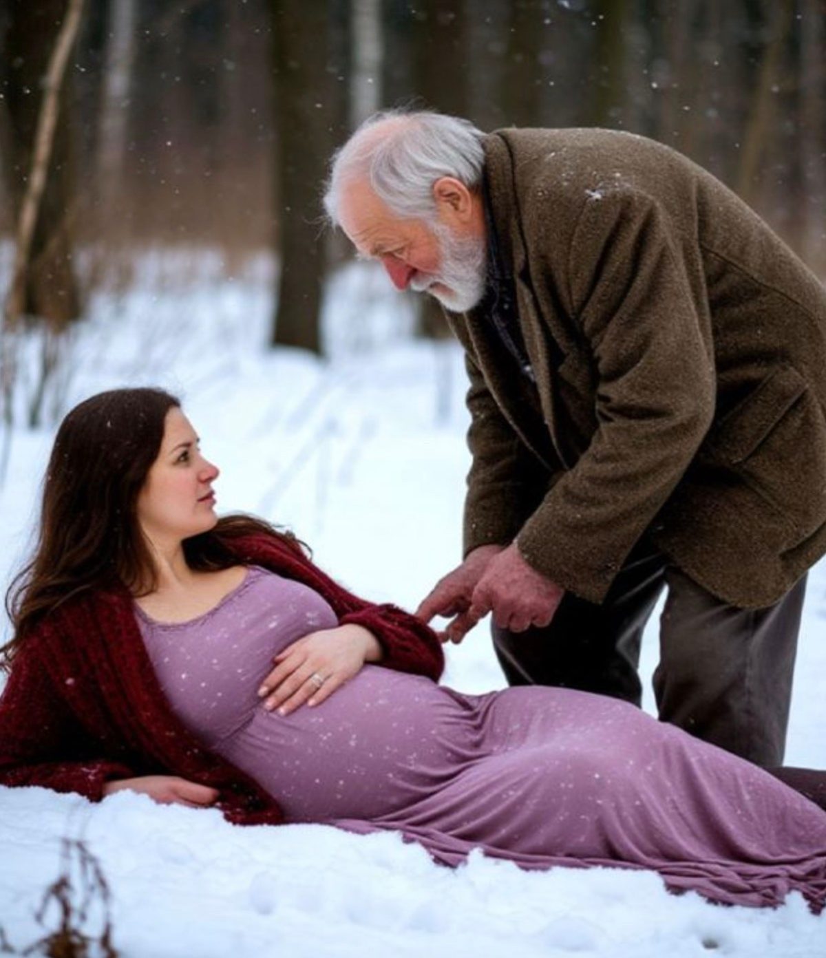 Bătrânul a găsit o fată însărcinată în zăpadă. A salvat-o din viscol, iar ea i-a redat sensul vieții.