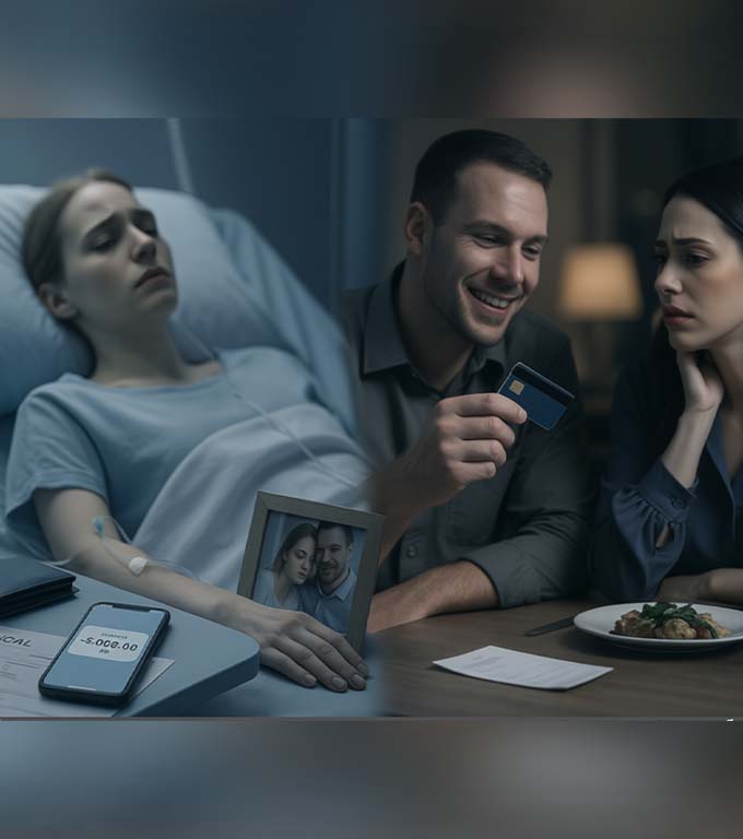 În timp ce se afla în comă, soțul ei a folosit economiile ei pentru nevoile lui.