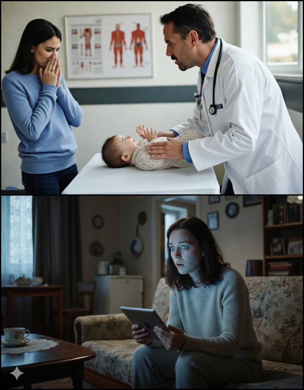 În timpul consultației pentru fetița mea de trei luni, medicul m-a întrebat