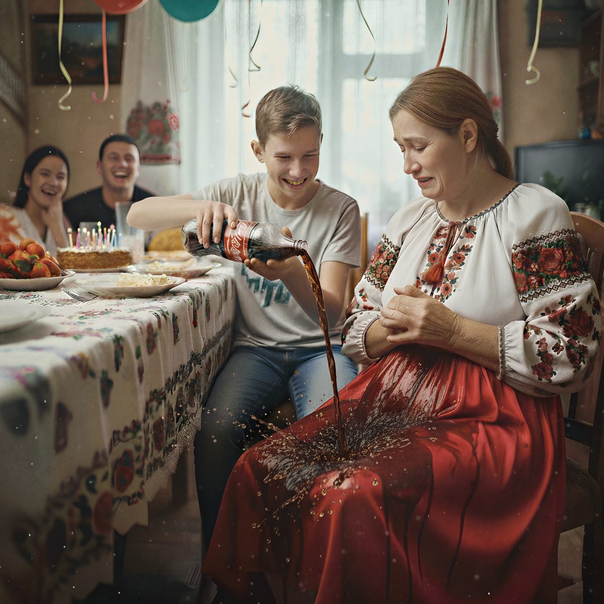„Aici nu este locul tău!” – nepotul mi-a turnat cola pe genunchi la ziua de naștere a bunicii.