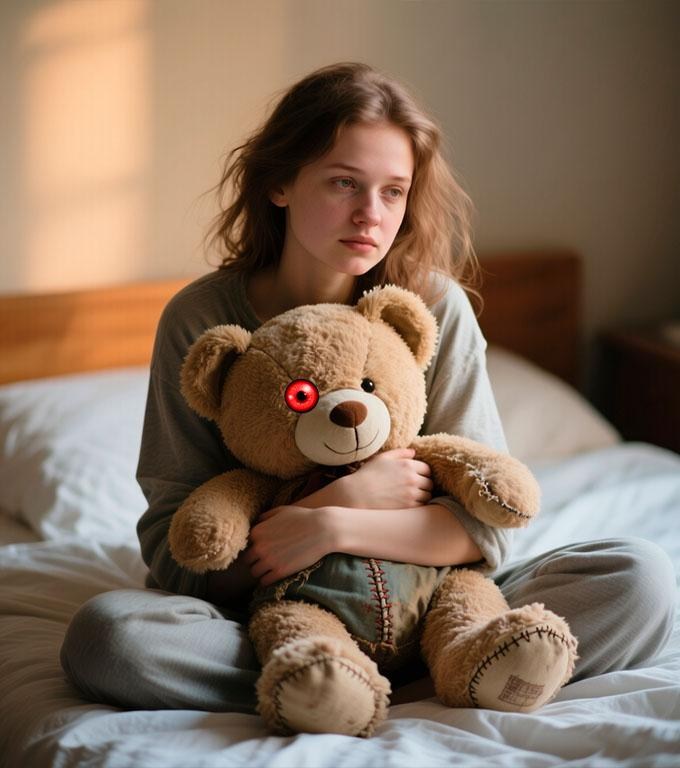 De ziua ei de naștere, fostul ei iubit i-a dăruit un ursuleț de pluș.