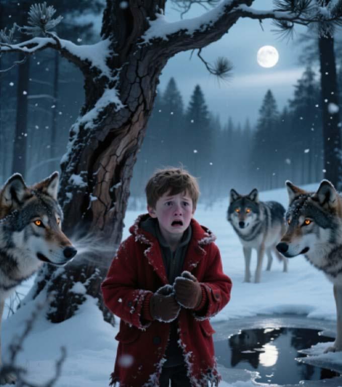 Băiatul a fost înconjurat de lupi flămânzi, dar nimeni nu se aștepta ca acest lucru să se întâmple.