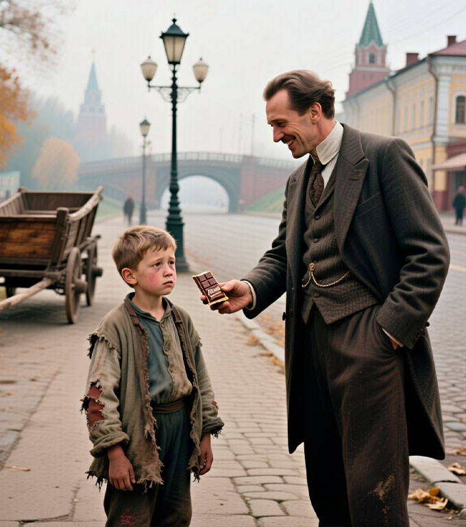 Unchiule, te rog, dă-mi ciocolata aceea. Vreau să-i fac un cadou mamei, pentru că azi e opt martie.